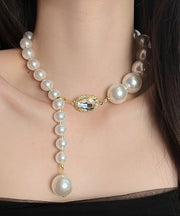 Elegant White Copper Overgild Pearl Pendant Necklace
