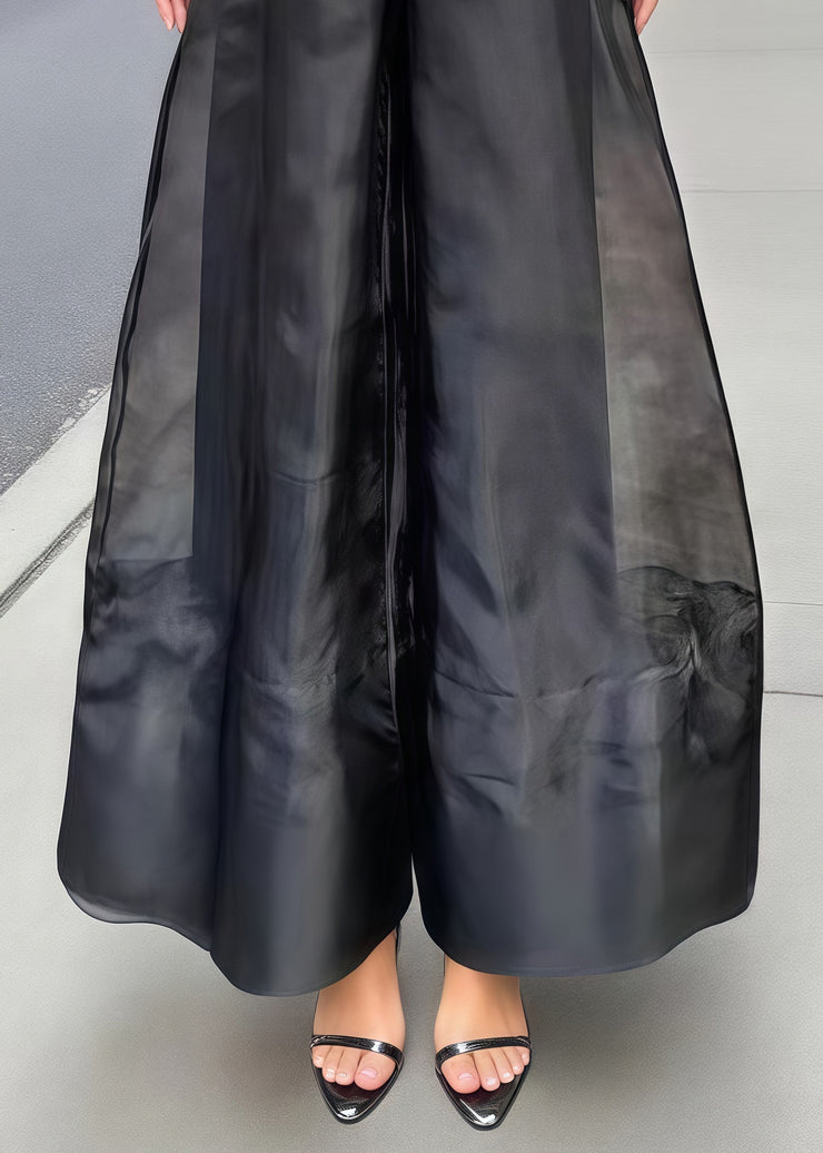 Elegant White High Waist Organza Wide Led Pants Skirts Summer