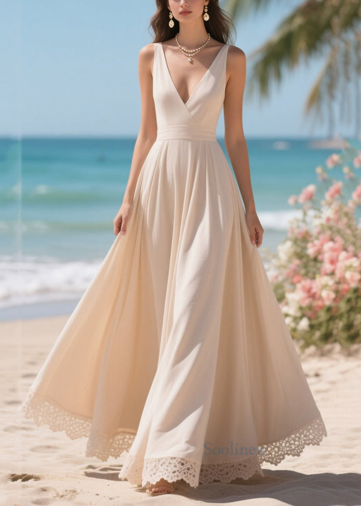 Elegant White Lace Patchwork Exra Large Hem Chiffon Dress Summer