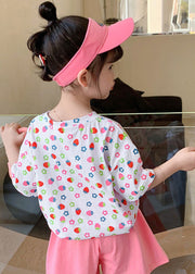 Elegant White O-Neck Print Kids T Shirt Summer