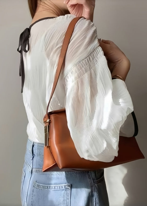 Elegant White Oversized Chiffon Shirt Tops Lantern Sleeve