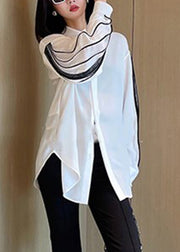 Elegant White Peter Pan Collar Shirt Lantern Sleeve