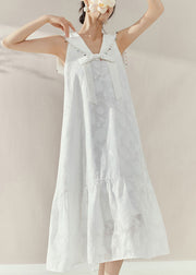 Elegant White Sailor Collar Bow Patchwork Maxi Dresses Summer