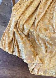 Elegant Yellow Print Drawstring Cotton Skirts Fall