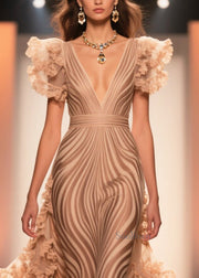 Elegant Zebra Pattern Ruffled Patchwork Chiffon Party Dress Summer