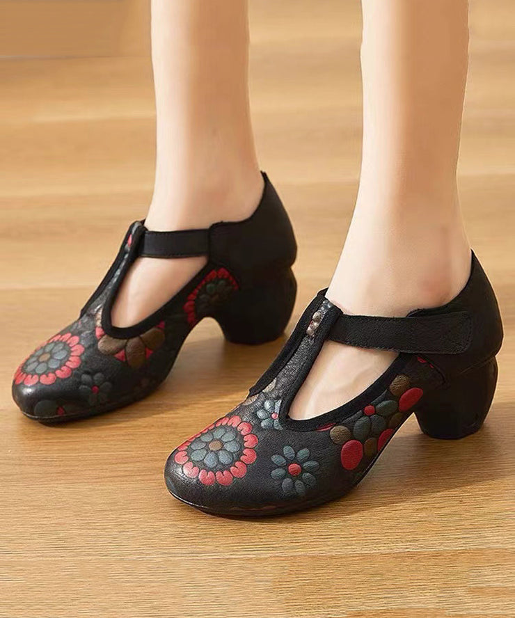 Ethnic Style 2025 New Chunky Heel Soft Sole Handmade Flowers