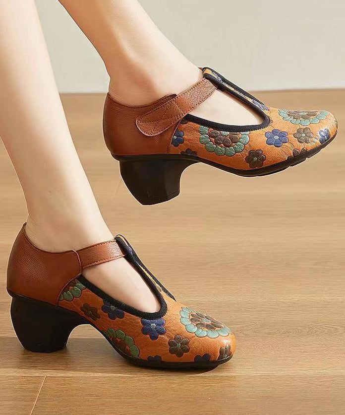 Ethnic Style 2025 New Chunky Heel Soft Sole Handmade Flowers