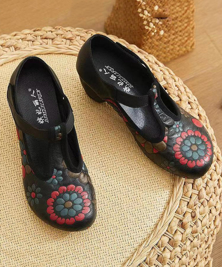 Ethnic Style 2025 New Chunky Heel Soft Sole Handmade Flowers