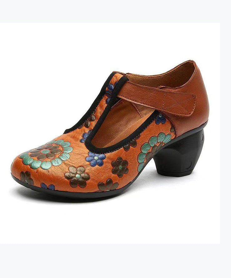 Ethnic Style 2025 New Chunky Heel Soft Sole Handmade Flowers