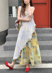 Ethnic Style Embroidered Tassel Sleeveless Two Pieces Set