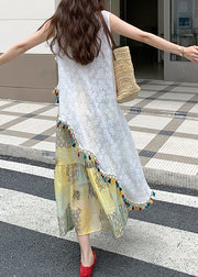 Ethnic Style Embroidered Tassel Sleeveless Two Pieces Set