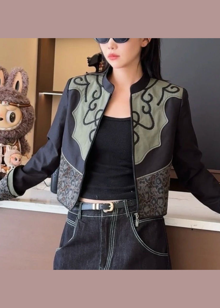 Ethnic Style Horseshoe Sleeve Patchwork Short Jacket