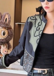Ethnic Style Horseshoe Sleeve Patchwork Short Jacket
