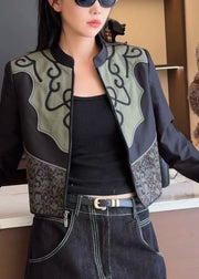 Ethnic Style Horseshoe Sleeve Patchwork Short Jacket