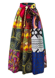 Ethnic Style Print Cotton Straight Skirt Fall