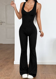 European And American Black Sexy Backless Jumpsuit Summer