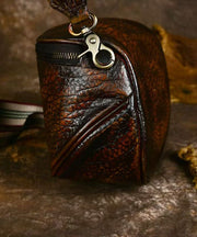 European And American Coffee Calf Leather Saddle Bag