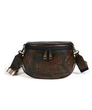 European And American Coffee Calf Leather Saddle Bag