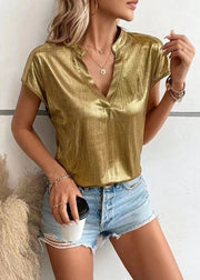 European And American Style 2025 New Gold Thin Shirt Bat Sleeves