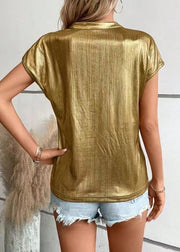 European And American Style 2025 New Gold Thin Shirt Bat Sleeves