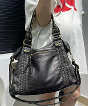 European And American Style Black Large Capacity Sheepskin Shoulder Bag