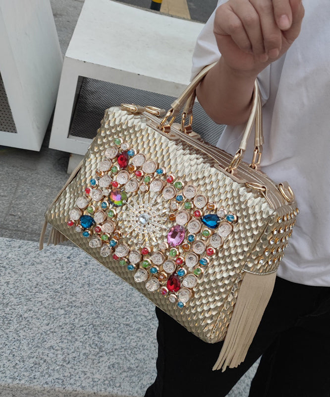 European And American Style Black Tassel Zircon Tote Handbag