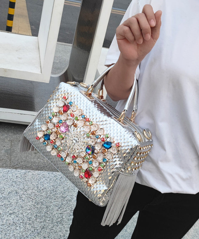 European And American Style Black Tassel Zircon Tote Handbag