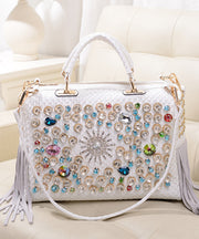 European And American Style Black Tassel Zircon Tote Handbag