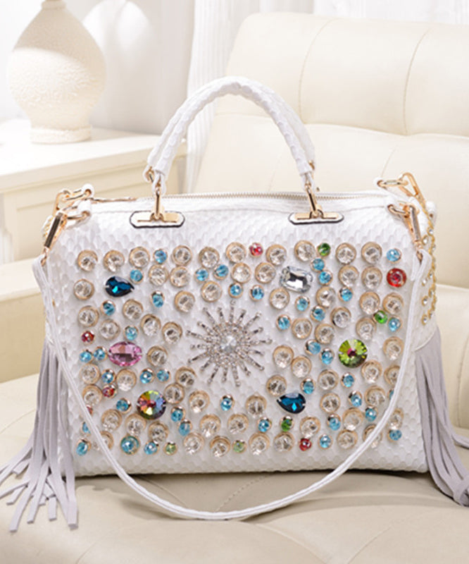European And American Style Black Tassel Zircon Tote Handbag