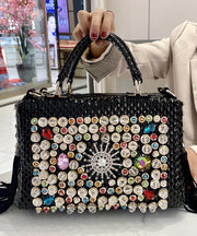 European And American Style Black Tassel Zircon Tote Handbag
