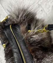 European And American Style Fox Fur Large Capacity Tote Handbag