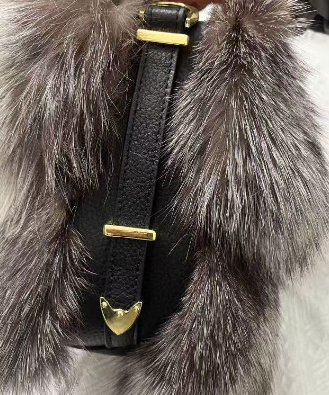 European And American Style Fox Fur Large Capacity Tote Handbag