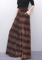 Fall Brown Elegance Metallic Wide-Leg Trousers