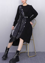 Fall Modern Black Minimalist Fashion False Two Pieces Dress