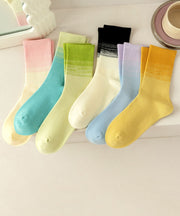 Fall Winter Gradient Color Mid Calf Socks Sports Socks