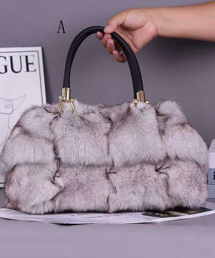 Fashion And Versatile Fox Fur Large Capacity Tote Handbag