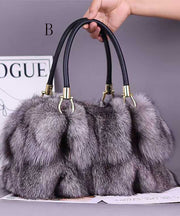 Fashion And Versatile Fox Fur Large Capacity Tote Handbag