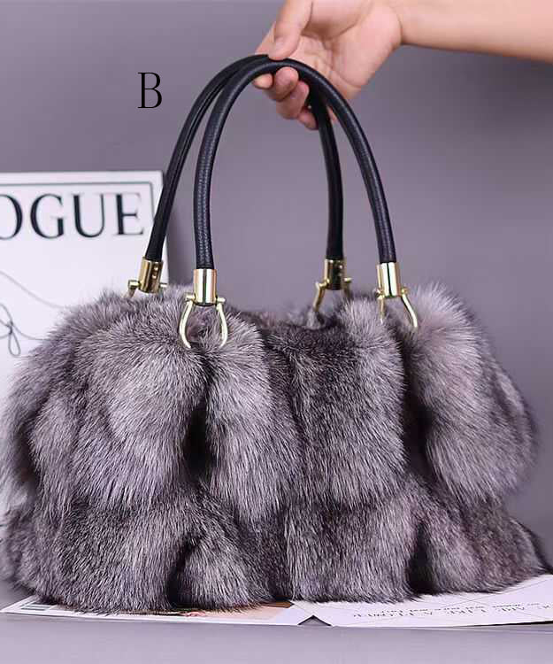 Fashion And Versatile Fox Fur Large Capacity Tote Handbag