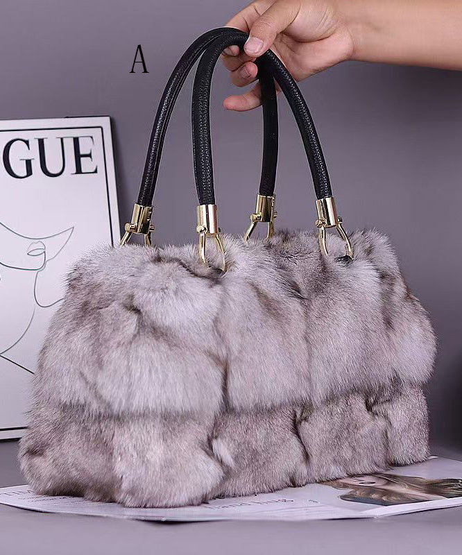 Fashion And Versatile Fox Fur Large Capacity Tote Handbag