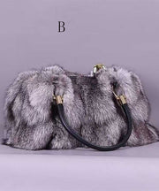 Fashion And Versatile Fox Fur Large Capacity Tote Handbag