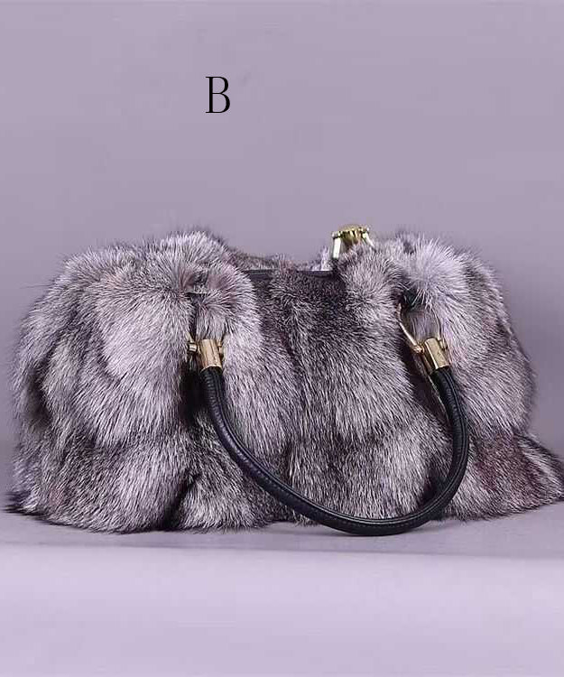 Fashion And Versatile Fox Fur Large Capacity Tote Handbag