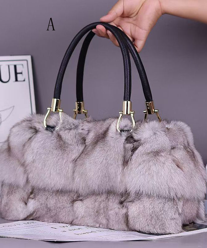 Fashion And Versatile Fox Fur Large Capacity Tote Handbag