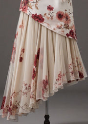Fashion Apricot Patchwork Tie Waist A Line Skirts Summer