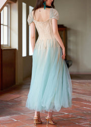 Fashion Apricot Sequins Lace Patchwork Tulle Long Dress Summer