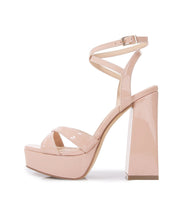 Fashion Apricot Splicing Chunky Heel Sandals Peep Toe