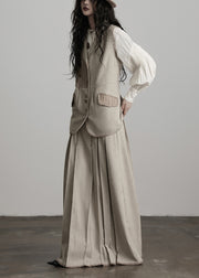 Fashion Apricot Wrinkled High Waist Patchwork Woolen Skirts Winter