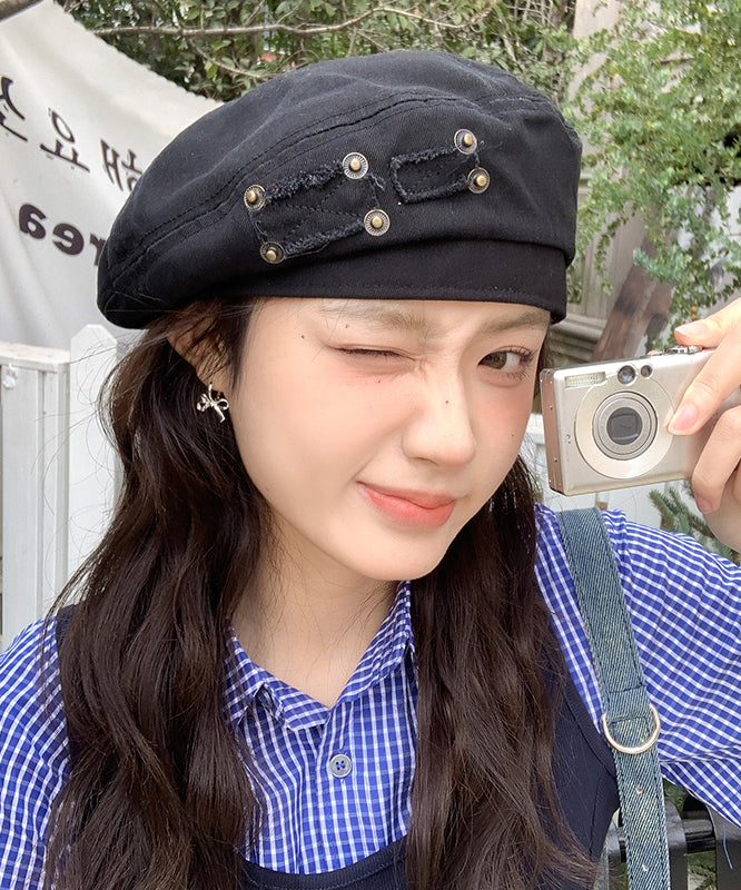 Fashion Beige Versatile Denim Beret Hat