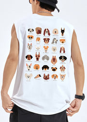 Fashion Black Animal Print Cotton Men Tank Sleeveless