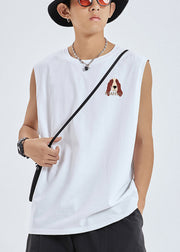 Fashion Black Animal Print Cotton Men Tank Sleeveless
