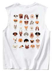 Fashion Black Animal Print Cotton Men Tank Sleeveless